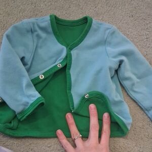 Reversible Primary Pool Blue and Green Snap-Button Cardigan